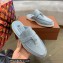 Loro Piana Suede Calfskin Babouche Charms Walk Loafers Gray Blue