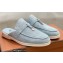 Loro Piana Suede Calfskin Babouche Charms Walk Loafers Gray Blue