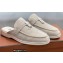 Loro Piana Suede Calfskin Babouche Charms Walk Loafers Powder Pearl