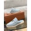 Loro Piana Suede Calfskin Babouche Charms Walk Loafers Gray Blue