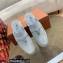 Loro Piana Suede Calfskin Babouche Charms Walk Loafers Gray Blue