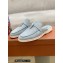 Loro Piana Suede Calfskin Babouche Charms Walk Loafers Gray Blue