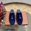 Loro Piana Suede Calfskin Babouche Charms Walk Loafers Dark Blue