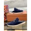 Loro Piana Suede Calfskin Babouche Charms Walk Loafers Dark Blue