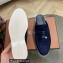 Loro Piana Suede Calfskin Babouche Charms Walk Loafers Dark Blue