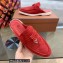 Loro Piana Suede Calfskin Babouche Charms Walk Loafers Red