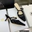 Dior Heel 6.5cm Mesh Cannage Embroidery Capture Mules Black 2022
