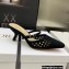 Dior Heel 6.5cm Mesh Cannage Embroidery Capture Mules Black 2022