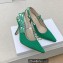 Dior Heel 9.5cm J'Adior Slingback Pumps in Cotton Embroidery Green 2022