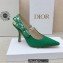 Dior Heel 9.5cm J'Adior Slingback Pumps in Cotton Embroidery Green 2022