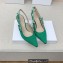 Dior Heel 6.5cm J'Adior Slingback Pumps in Cotton Embroidery Green 2022