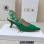 Dior Heel 6.5cm J'Adior Slingback Pumps in Cotton Embroidery Green 2022