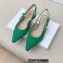 Dior J'Adior Slingback Ballerina Flats in Cotton Embroidery Green 2022