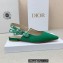 Dior J'Adior Slingback Ballerina Flats in Cotton Embroidery Green 2022
