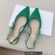 Dior J'Adior Slingback Ballerina Flats in Cotton Embroidery Green 2022