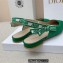 Dior J'Adior Slingback Ballerina Flats in Cotton Embroidery Green 2022