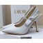 Dior Heel 9.5cm J'Adior Slingback Pumps in Cotton Embroidery White 2022