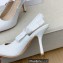 Dior Heel 9.5cm J'Adior Slingback Pumps in Cotton Embroidery White 2022