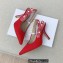 Dior Heel 9.5cm J'Adior Slingback Pumps in Cotton Embroidery Red 2022