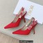 Dior Heel 9.5cm J'Adior Slingback Pumps in Cotton Embroidery Red 2022