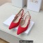Dior Heel 6.5cm J'Adior Slingback Pumps in Cotton Embroidery Red 2022