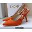 Dior Heel 9.5cm J'Adior Slingback Pumps in Cotton Embroidery Orange 2022