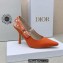 Dior Heel 9.5cm J'Adior Slingback Pumps in Cotton Embroidery Orange 2022