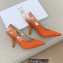 Dior Heel 9.5cm J'Adior Slingback Pumps in Cotton Embroidery Orange 2022