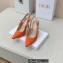 Dior Heel 9.5cm J'Adior Slingback Pumps in Cotton Embroidery Orange 2022