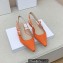 Dior J'Adior Slingback Ballerina Flats in Cotton Embroidery Orange 2022