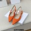 Dior J'Adior Slingback Ballerina Flats in Cotton Embroidery Orange 2022