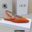 Dior J'Adior Slingback Ballerina Flats in Cotton Embroidery Orange 2022