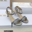 Dior Heel 6.5cm Dway Sandals in Cotton Embroidered with Thread and Strass Metallic Silver 2022