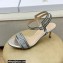 Dior Heel 6.5cm Dway Sandals in Cotton Embroidered with Thread and Strass Metallic Silver 2022