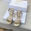 Dior Heel 7.5cm Dway Sandals in Cotton Thread Embroidery and Strass Metallic Gold 2022