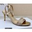 Dior Heel 7.5cm Dway Sandals in Cotton Thread Embroidery and Strass Metallic Gold 2022