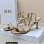 Dior Heel 7.5cm Dway Sandals in Cotton Thread Embroidery and Strass Metallic Gold 2022