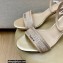 Dior Heel 7.5cm Dway Sandals in Cotton Thread Embroidery and Strass Metallic Gold 2022