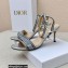 Dior Heel 7.5cm Dway Sandals in Cotton Thread Embroidery and Strass Metallic Silver 2022