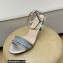 Dior Heel 7.5cm Dway Sandals in Cotton Thread Embroidery and Strass Metallic Silver 2022
