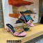 Versace Heel 7cm Chain Mid-Heel Leather Mules Pink 2022