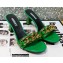Versace Heel 7cm Chain Mid-Heel Leather Mules Green 2022
