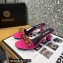 Versace Heel 7cm Chain Mid-Heel Leather Mules Fuchsia 2022
