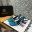 Versace Heel 7cm Chain Mid-Heel Leather Mules Light Blue 2022