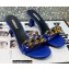 Versace Heel 7cm Chain Mid-Heel Leather Mules Blue 2022