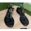 Gucci Heel 3.5cm Leather Double G Thong Sandals 674840 Black 2022