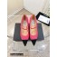 Chanel Heel 6cm Grosgrain Wedge Open Shoes G38733 Tweed Pink 2022