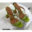 Amina Muaddi Heel 9.5cm Crystals Naima Sandals Satin Green 2022