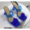 Mach & Mach Heel 9.5cm Rose Flower Mules PVC Blue 2022
