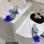 Mach & Mach Heel 9.5cm Rose Flower Mules PVC Blue 2022